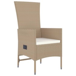 11-tlg. Garten-Essgruppe mit Kissen Beige Poly Rattan