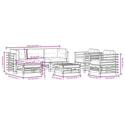 7-tlg. Garten-Lounge-Set mit Kissen Honigbraun Massivholz