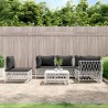 6-tlg. Garten-Lounge-Set mit Kissen Weiß Stahl