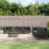 9-tlg. Garten-Lounge-Set mit Kissen Anthrazit Stahl