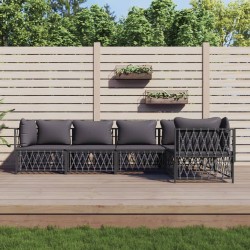 5-tlg. Garten-Lounge-Set mit Kissen Anthrazit Stahl