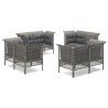 8-tlg. Garten-Lounge-Set mit Kissen Grau Poly Rattan