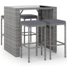 5-tlg. Gartenbar-Set mit Kissen Grau Poly Rattan