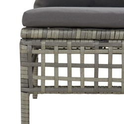 9-tlg. Garten-Lounge-Set mit Kissen Grau Poly Rattan