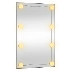 Wandspiegel mit LED-Leuchten 50x80 cm Glas Rechteckig