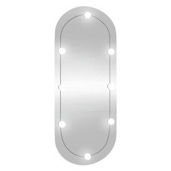 Wandspiegel mit LED-Leuchten 40x90 cm Glas Oval