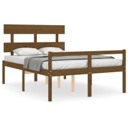 Seniorenbett mit Kopfteil 140x190 cm Honigbraun Massivholz