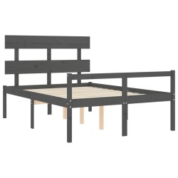 Seniorenbett mit Kopfteil 120x200 cm Grau Massivholz