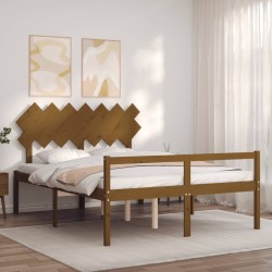 Seniorenbett mit Kopfteil Honigbraun Kingsize Massivholz