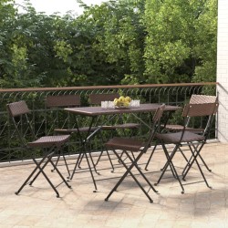 Bistrostühle 6 Stk. Klappbar Braun Poly Rattan und Stahl