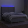 Boxspringbett mit Matratze & LED Hellgrau 140x200 cm Stoff