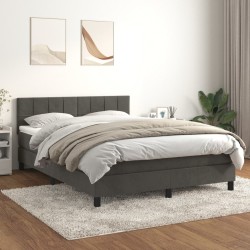 Boxspringbett mit Matratze Dunkelgrau 140x190 cm Samt