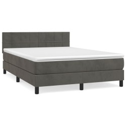 Boxspringbett mit Matratze Dunkelgrau 140x190 cm Samt