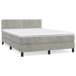 Boxspringbett mit Matratze Hellgrau 140x200 cm Samt