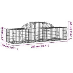 Gabionen mit Hochbogen 30 Stk. 200x50x40/60 cm Verzinktes Eisen