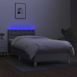 Boxspringbett mit Matratze & LED Hellgrau 90x200 cm Stoff