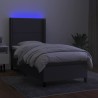 Boxspringbett mit Matratze & LED Dunkelgrau 90x200 cm Stoff