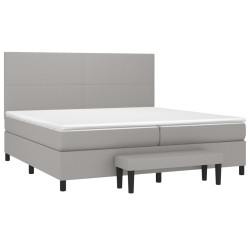 Boxspringbett mit Matratze Hellgrau 200x200 cm Stoff