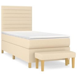 Boxspringbett mit Matratze Creme 100x200 cm Stoff