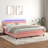 Boxspringbett mit Matratze & LED Rosa 180x200 cm Samt