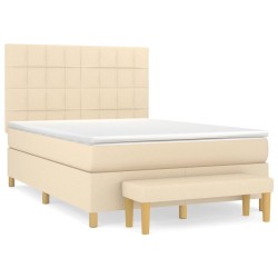 Boxspringbett mit Matratze Creme 140x200 cm Stoff