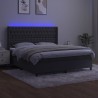 Boxspringbett mit Matratze & LED Dunkelgrau 180x200 cm Samt