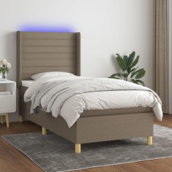 Boxspringbett mit Matratze & LED Taupe 90x190 cm Stoff