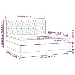 Boxspringbett mit Matratze & LED Dunkelbraun 200x200 cm Stoff