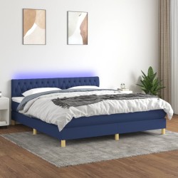 Boxspringbett mit Matratze & LED Blau 160x200 cm Stoff