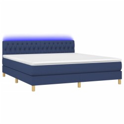 Boxspringbett mit Matratze & LED Blau 160x200 cm Stoff