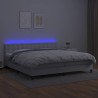 Boxspringbett mit Matratze & LED Weiß 200x200 cm Kunstleder