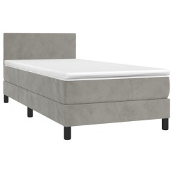 Boxspringbett mit Matratze Hellgrau 90x190 cm Samt