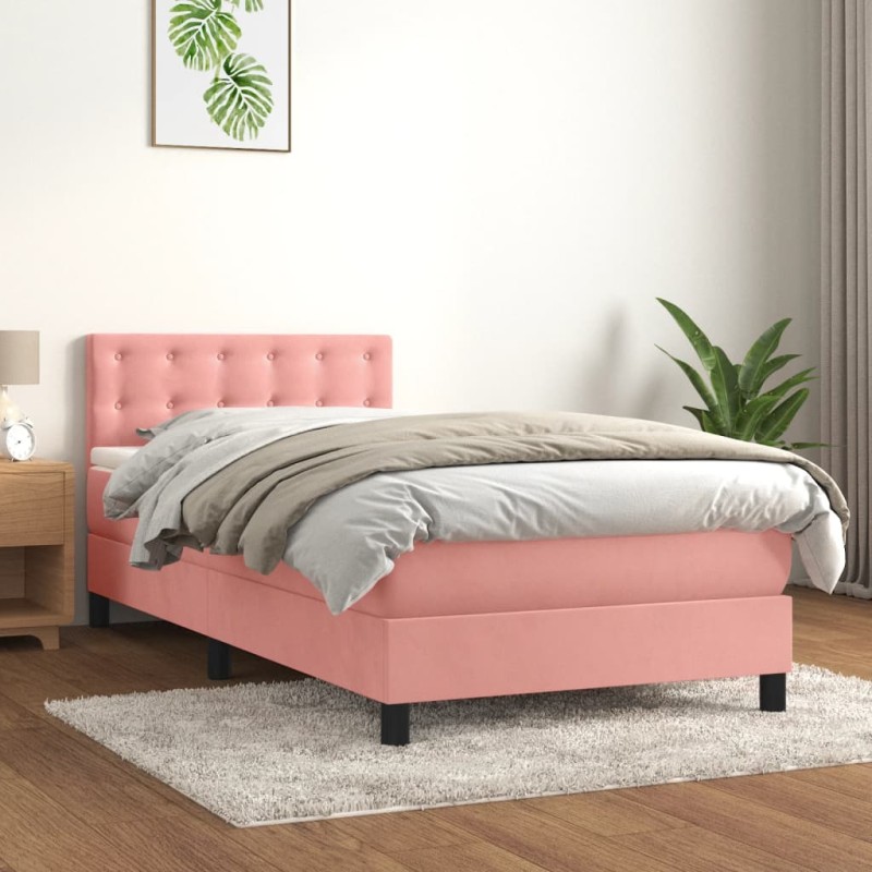 Boxspringbett mit Matratze Rosa 90x190 cm Samt