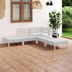 5-tlg. Garten-Lounge-Set Massivholz Kiefer Weiß