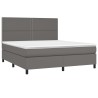 Boxspringbett mit Matratze & LED Grau 160x200 cm Kunstleder