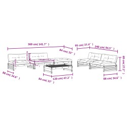 6-tlg. Garten-Lounge-Set mit Kissen Imprägniertes Kiefernholz