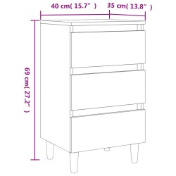 Nachttische mit Massivholz-Beinen 2 Stk. Braun Eiche 40x35x69cm