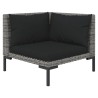 7-tlg. Garten-Lounge-Set mit Kissen Poly Rattan Dunkelgrau