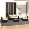 5-tlg. Garten-Lounge-Set mit Kissen Poly Rattan Schwarz