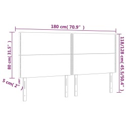 LED Kopfteil Creme 180x5x118/128 cm Stoff