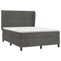 Boxspringbett mit Matratze Dunkelgrau 140x190 cm Samt