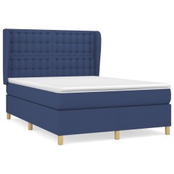 Boxspringbett mit Matratze Blau 140x200 cm Stoff