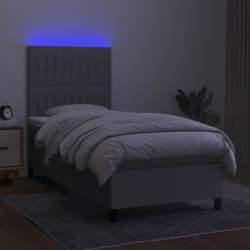 Boxspringbett mit Matratze & LED Hellgrau 80x200 cm Stoff