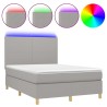 Boxspringbett mit Matratze & LED Hellgrau 140x200 cm Stoff