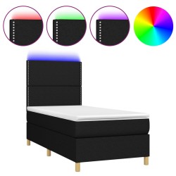 Boxspringbett mit Matratze & LED Schwarz 80x200 cm Stoff