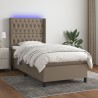 Boxspringbett mit Matratze & LED Taupe 90x190 cm Stoff