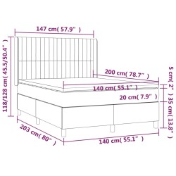 Boxspringbett mit Matratze & LED Schwarz 140x200 cm Stoff