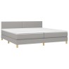 Boxspringbett mit Matratze & LED Hellgrau 200x200 cm Stoff