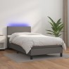 Boxspringbett mit Matratze & LED Grau 90x190 cm Kunstleder