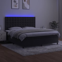 Boxspringbett mit Matratze & LED Schwarz 160x200 cm Samt